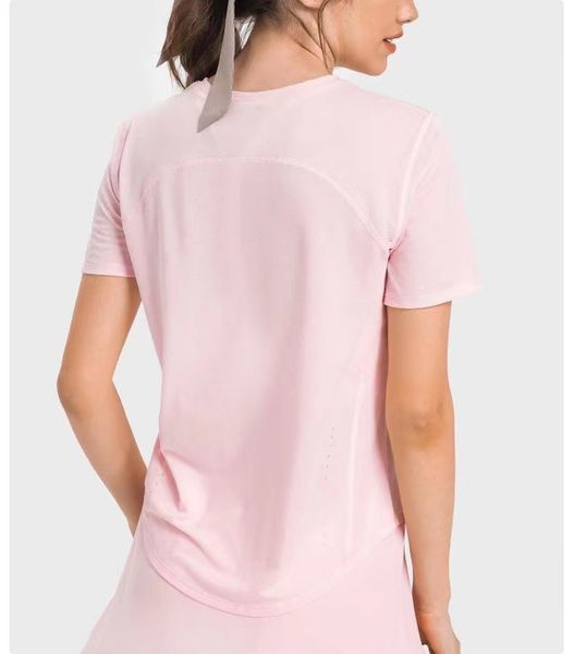 

women's yoga sports tee short quick-dry sleeve loose t-shirt crew neck fitness sportwear breathable running fitness tennis ll875