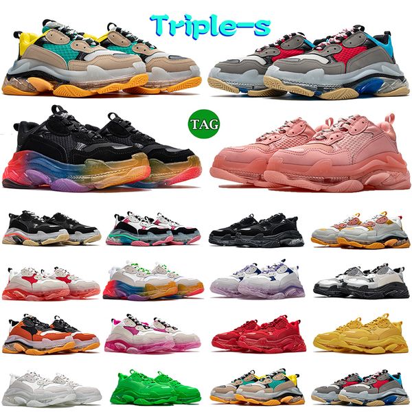 

triple s casual shoes men women designer platform sneakers paris clear sole shoe fashion luxury beige green yellow black light pink trainers
