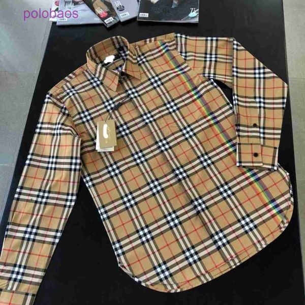 

brand burbersys clothes rainbow plaid shirt unisex, White;black
