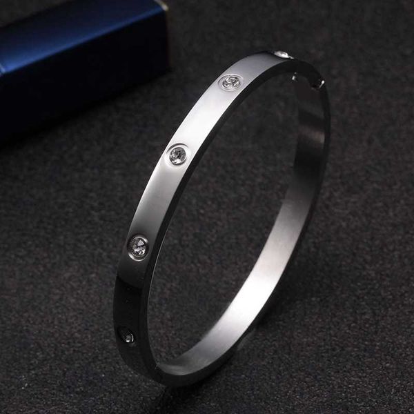 

designer bracelet love bangle jewelry 6mm wide simple gold diamond stainless steel fashion women's bracelet, Black