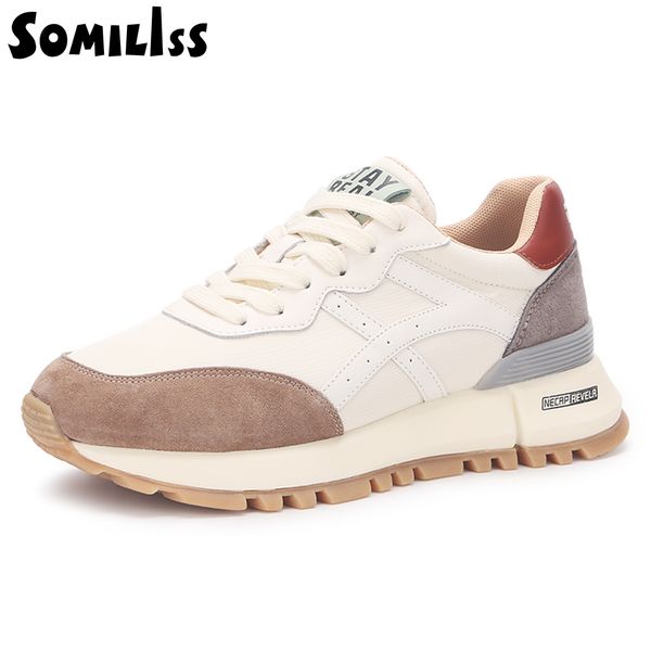 

dress shoes somlis's y platform sneakers fashion running ladies genuine leather breathable casual 41 size 230328, Black