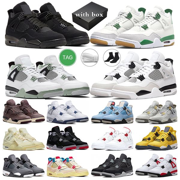 

4 pine green basketball shoes black cat 4s mens trainers women sneakers seafoam military black pn dust sail midnight navy red metallic outdo, White;red