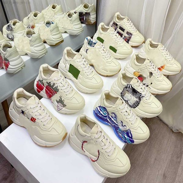 

casual shoes lace-up cowhide running trainers men gym sneake thick soled women platform travel leather sneaker 100% fashion lady letters, Black