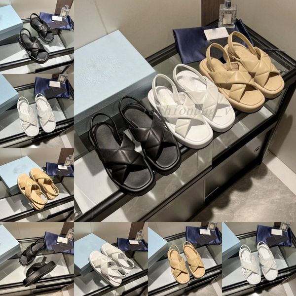 

designers women fashion nappa sandals flat slides flip flops shoes black white pink slipper desert spike sole platform sandal size35-40