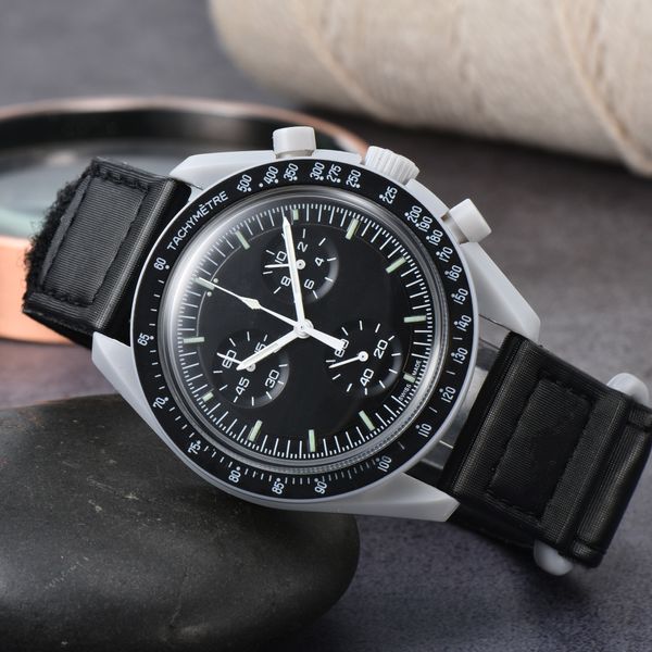 

Moon Men Watch Full Function Quaz Chonogaph Watches Mission to Mecuy 42mm Nylon Watch Limited Edition Maste Wistwatches luxury fashion accessories Top watches