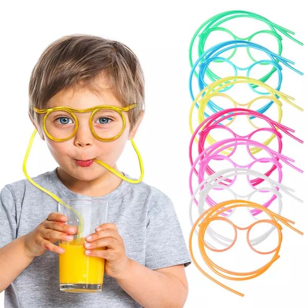 

1pc ring-shaped drink glasses straws party straws fun glasses straws for halloween annual children's birthday party