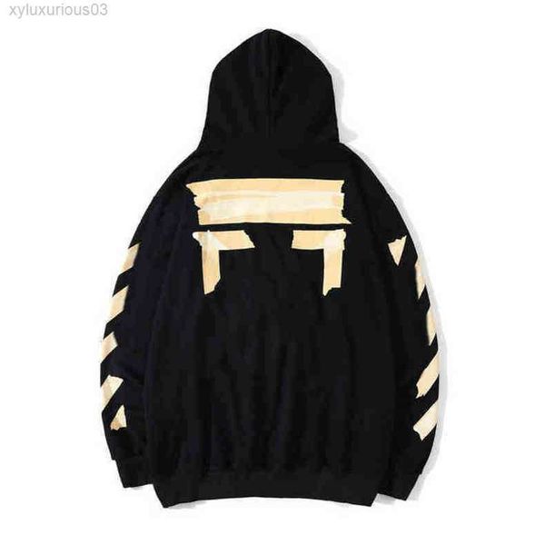 

classic loose offs mens sweatshirts fashion brand hoodie designers luxury pullover back oil paint arrow x men women t shirt n55j, Black