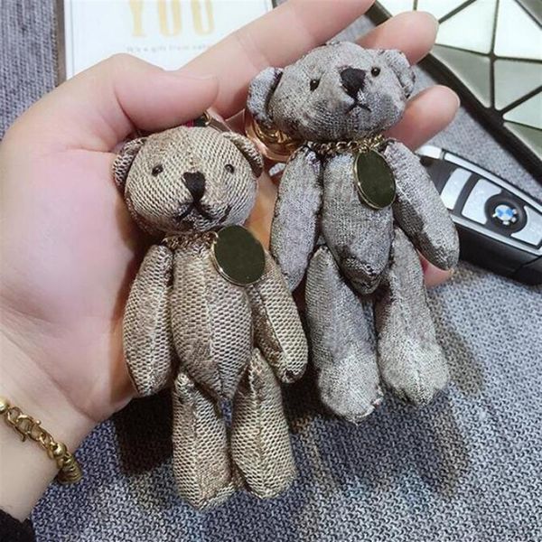 

creative cute cartoon bear key chain lovers letters car keychains handmade leather keyring men women couples bag pendant accessori3057, Silver