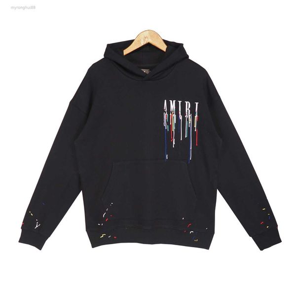 

men's hoodies & sweatshirts high of early autumn new meichao splashed ink paint drop effect letter i54r, Black
