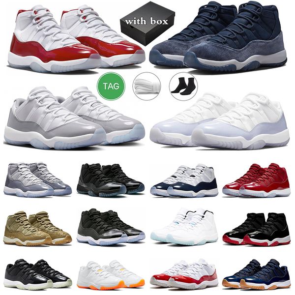 

cherry 11s basketball shoes retro 11 cement grey mens trainers women sneakers midnight navy cool grey cap and gown pure violet sports outdoo, White;red