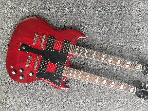 

new standard custom double necks electric guitar red color 12-6 strings guitarra