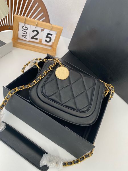 

fashion tote 23 new designer bag women's crossbody bag gold coin accessory chain small square bag high-quality leather classic vintage