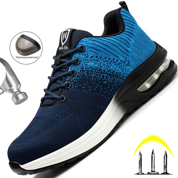 

dress shoes air cushion safety men women sneakers steel toe punctureproof sport work construction boots 230329, Black