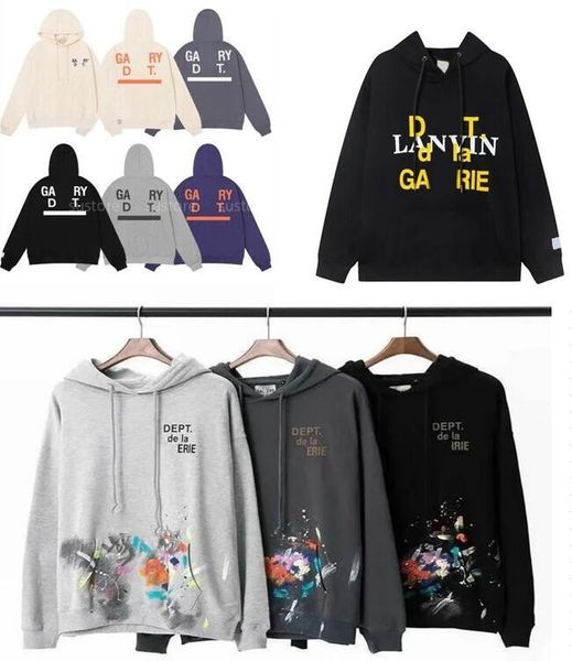 

winter men's hoodies sweatshirts hoodie designer galleryes depts gary painted graffiti used letters printed loose casual fashion men an, Black