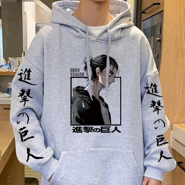 

men's hoodies sweatshirts attack on titan hoodies male female print shingeki no kyojin anime clothes loose casual streetwears link aest, Black