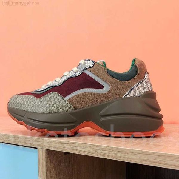 

rhyton sneaker men women trainers casual shoes reflective fabric and yellow leather trims designer luxury sneakers, Black