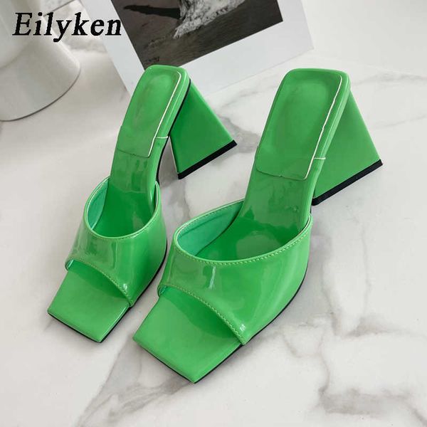 

slippers 2023 summer fashion triangle strange high heels mules women s, Black