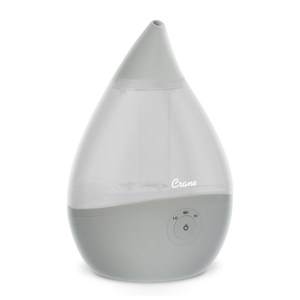 

crane usa droplet ultrasonic cool mist humidifier, 0.5 gallon, 15 hour run time, optional vapor tray, 250 sq. ft. coverage