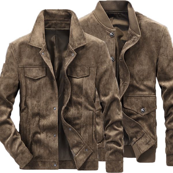 

men's jackets male jacket suede leather jacket flight coats motorcycle outfit autumn men vintage leather suede jacket mens bomber jacke, Black;brown