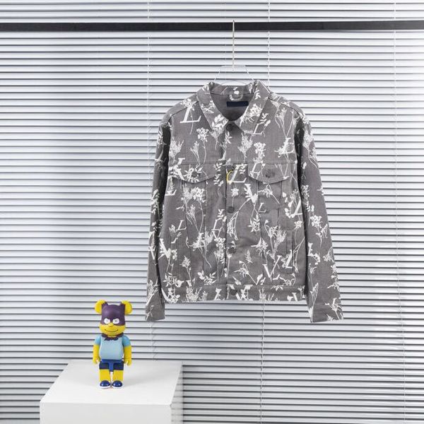 

2023 new fashion classic cardigan men's denim coat letter print high street polo collar sports jacket women's, Black;brown