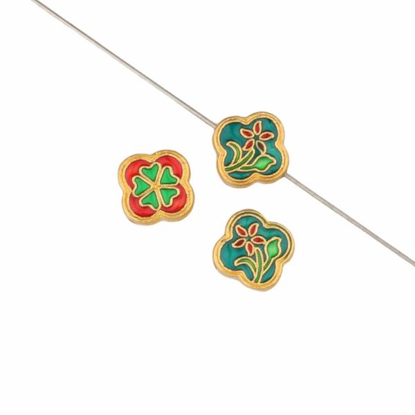 

50pcs enamel flower charms beads accessories metal spacer beads for jewelry making diy necklace bracelet craft, Bronze;silver