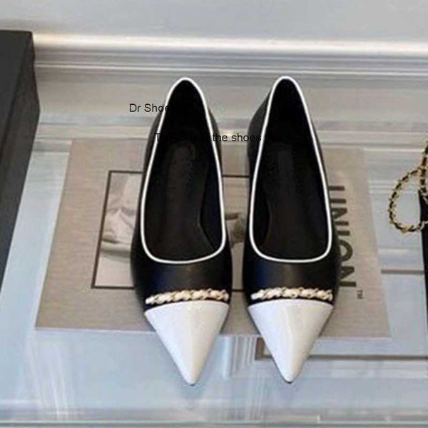 

dress small fragrant single women's thick 2022 summer new fashion color contrast pointed flat shoes low heels shallow mouth grandma 120, Black