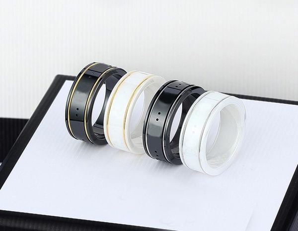 

2022 ceramic band rings black white for women men jewelry gold silver ring7663674
