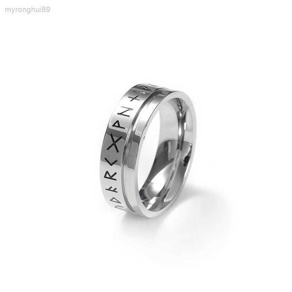 

nordic popular jewelry text stainless steel ring personality men's 5vok, Silver
