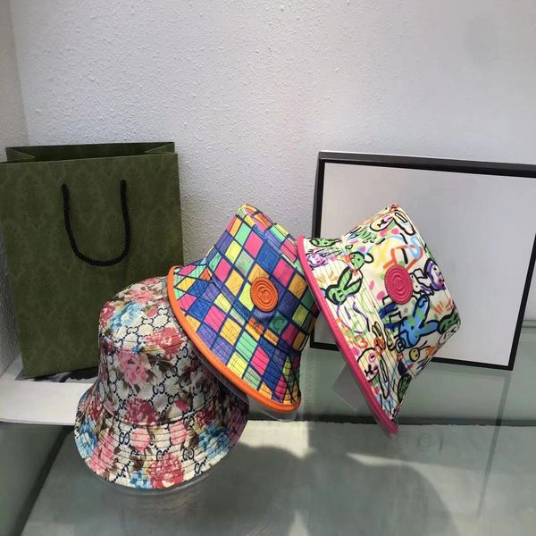 

hats new three-color graffiti luxury fisherman's hat sun visor, Blue;gray