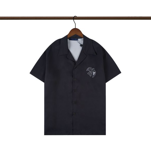 

2023 new designer shirts beach shorts mens fashion letter print bowling shirt casual shirts men short sleeve hawaii dress shirt business, White;black