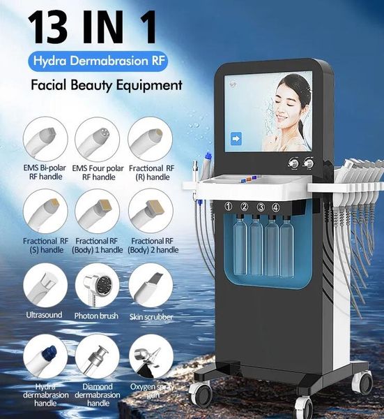 

clinnic use 13 in 1 hydra dermabrasion microdermabrasion machine ems rf skin rejuvenation freckle removal oxygen jet peel facial beauty equi
