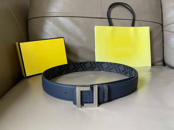 

men casual double-sided use belt r womens mens fashion belt classic vintage alphabet smooth buckle denim pants belts width 4cmaaaaa with yel, Black;brown