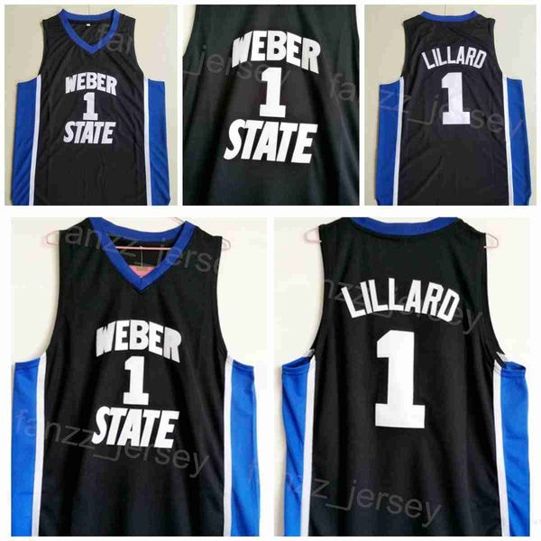 

weber state college damian lillard jerseys 0 men basketball university shirt all stitched team color black for sport fans breathable pure co