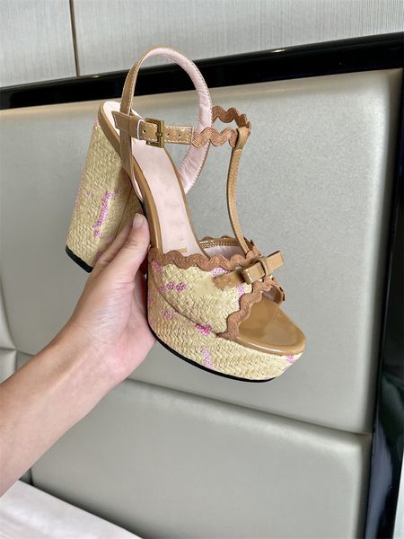 

high heeled sandals designer shoes fashion leather women dance shoe heels suede lady buckle thick heel woman shoe, Black