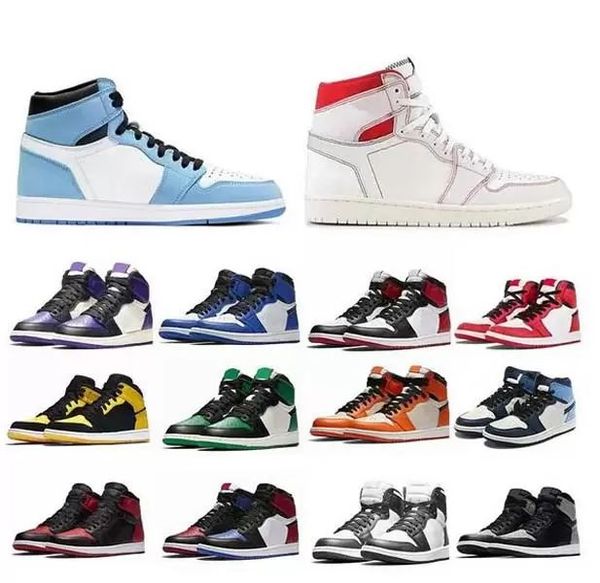 

basketball shoes sports sneakers trainers university blue hyper royal patent panda dark mocha bred shadow unc twist smoke grey men 1 1s rbk, Black