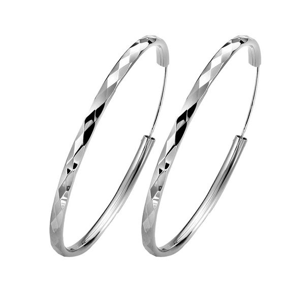 

4~6cm large round hoop genuine real solid 925 sterling silver hoop earrings for women fine jewelry fashion wedding party bijoux, Golden;silver