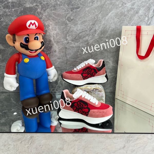 

2023womens casual shoes calfskin banded sneaker white black blue grey designer sneaker luxury trainers low fashion mens women sneakers, Red;white