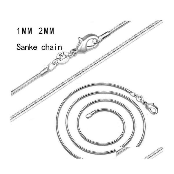 

chains necklaces pendants jewelry 1mm 2mm 925 sterling sier snake choker in bk optional size 16 18 20 22 24 26 28 30 inches drop deli dhszl, Silver