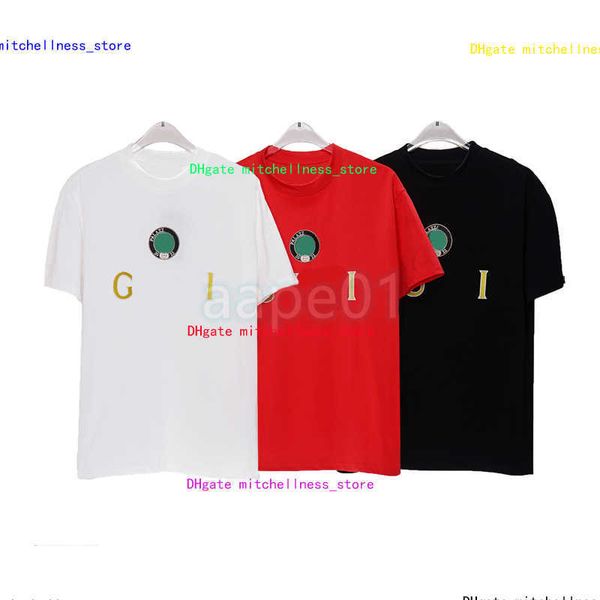 

luxury fashion brand mens t shirt embroidery letter summer short sleeve round neck loose t-shirt casual white black red asian size s-2xl