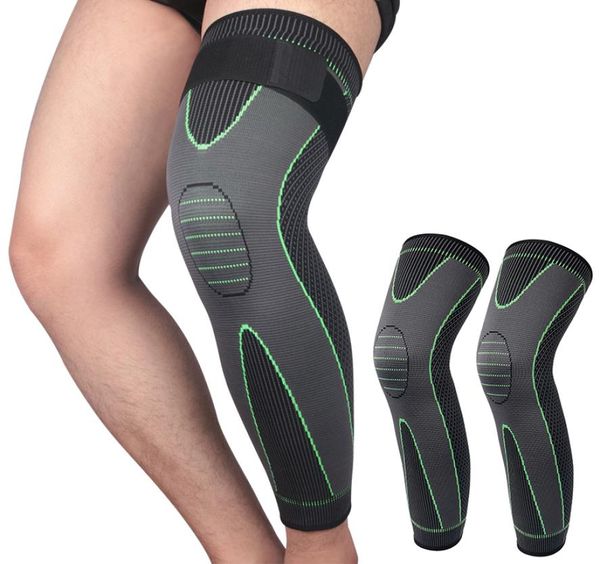 

elastic knee support pressure bandage long knee pads patella braces nylon sport compression sleeve for basketball volleyball runni2637964, Black;gray
