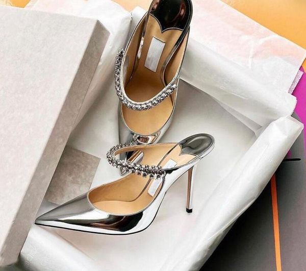 

elegant luxury design sandals bing baily wedding dress shoes high heels women crystal & pearl strap women's pumps point toe lady walkin, Black