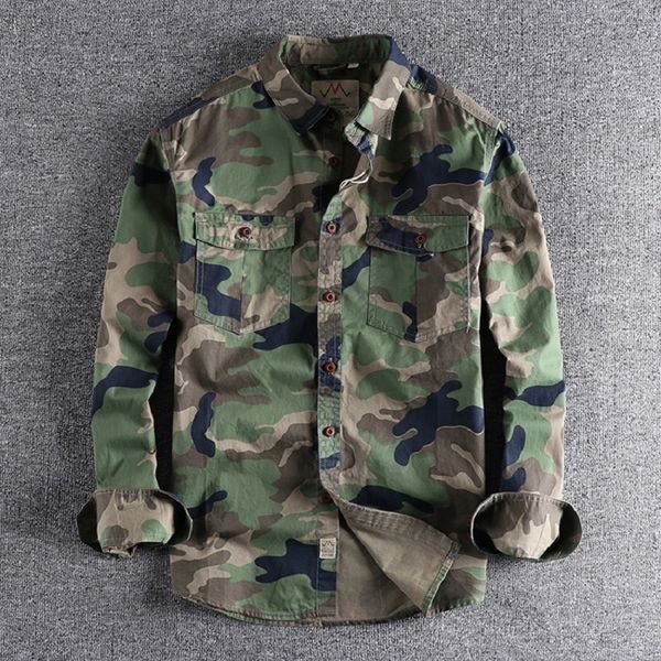 

men's casual shirts men camouflage cargo shirts durable outdoor hiking sport daily military style casual youth pocket breasted camicia, White;black