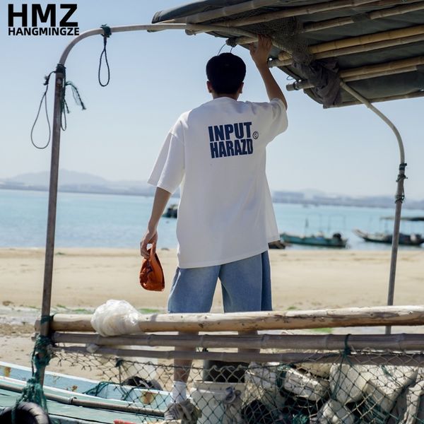 

mens tshirts hmz summer simple letter cotton t shirts casual oversized tshirt fashion streetwear men loose tee white t shirt men clothing 23, White;black