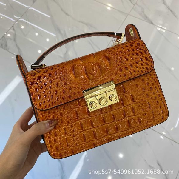 

birkins lock buckle high gloss lacquer leather crocodile bone chain bacchus bag organ bag tofu bag women's one shoulder carrying crossb