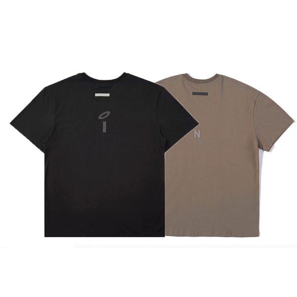 

23ss summer usa plus size tee backside silicone logo t shirts casual streetwear cotton short sleeve mens brown tshirt, Black;brown