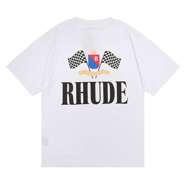 

american fashion rhude letter flag printed tee men's casual large short sleeve t-shirt, White;black
