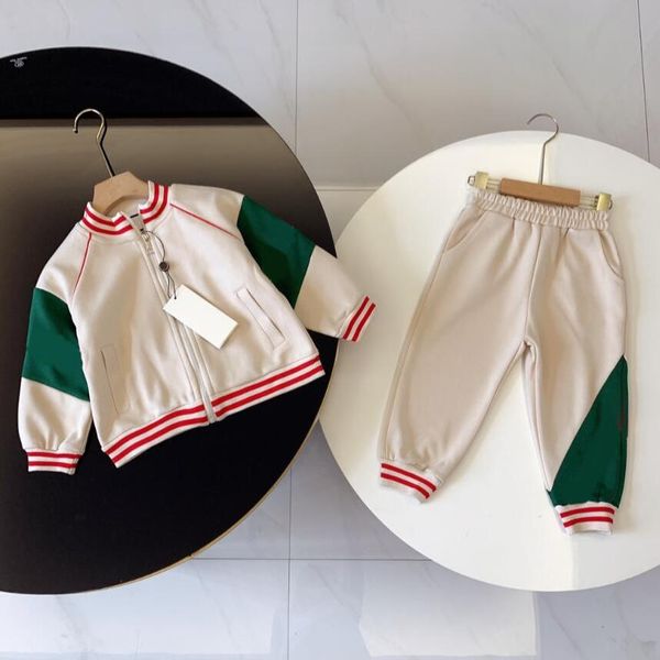 

kids clothes sets children boys two piece tracksuits clothings girls youth casual sport outfits letters zipper jacket outdoor coat pants spo, White