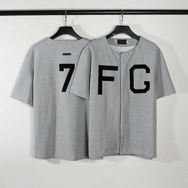

fog ess baseball season 7 main line 7th patch rich high street fashion short sleeve shirts for men and women, Black;brown