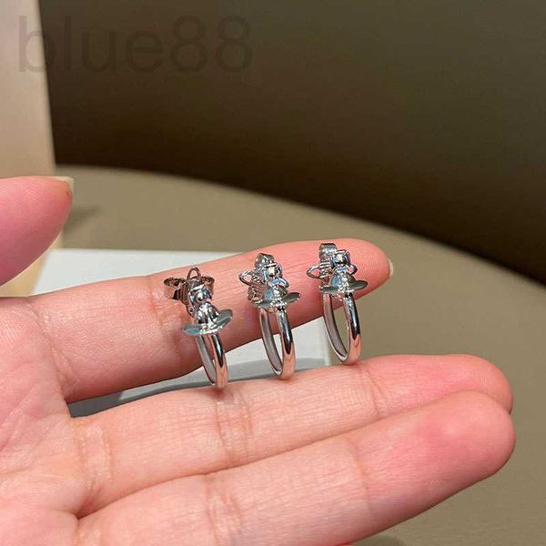 

charm designer western empress dowager vivian half stereoscopic plain ring earrings simple small high grade k3s2, Golden