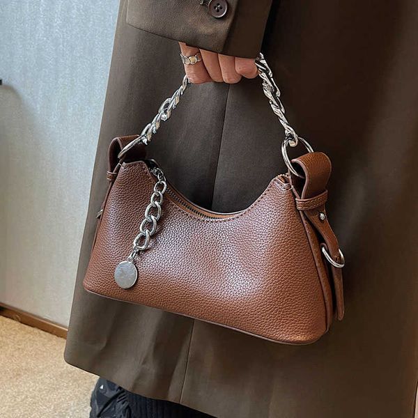 

shoulder bags lettside crossbody for women trend designer winter fashion thick chain leather purses and handbags 230322